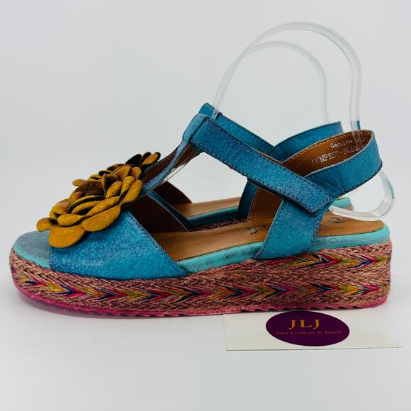 L'Artiste by Spring Step Women's Tempest Sandals Blue Multi Size 38 EU/ 7.5-8 US - Picture 5 of 12